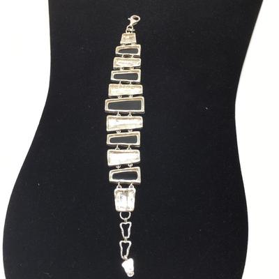 Lot 33 - Onyx and Sterling Necklace & Bracelet 