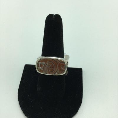 Lot 35 - Coral Necklace & Silver and Wood Ring