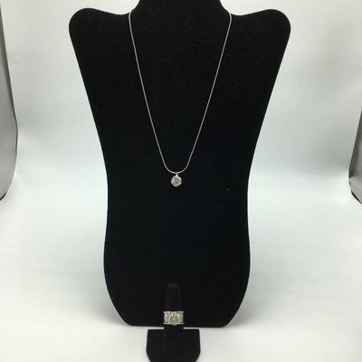 Lot 44 - Silpada Sterling and CZ Necklace & Ring