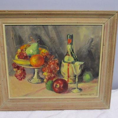 Lot 49 - Artist Harriet R. Boyd - Fruit & Wine Painting