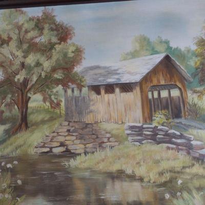 Covered Bridge Oil Painting