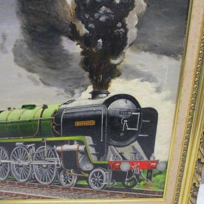 Lot 50 - Artist Bill West - Steam Engine Train Painting 