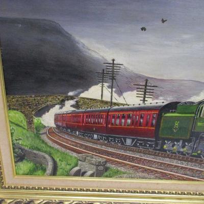 Lot 50 - Artist Bill West - Steam Engine Train Painting 