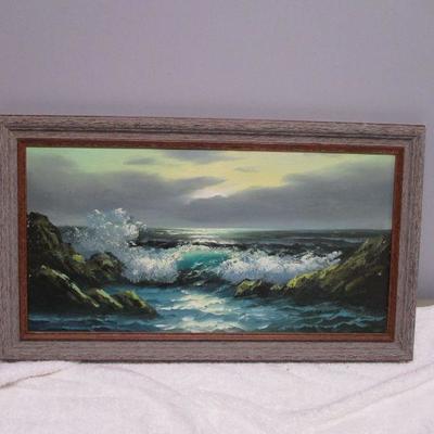 Lot 58 - Artist Bernard - Crashing Waves Painting