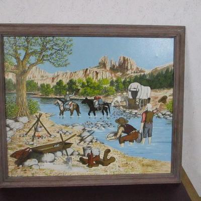 Lot 60 - H. Hargrove Painting - Panning For Gold