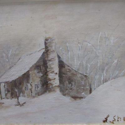 Lot 78 - Artist Signed - Cabin In The Winter Scene