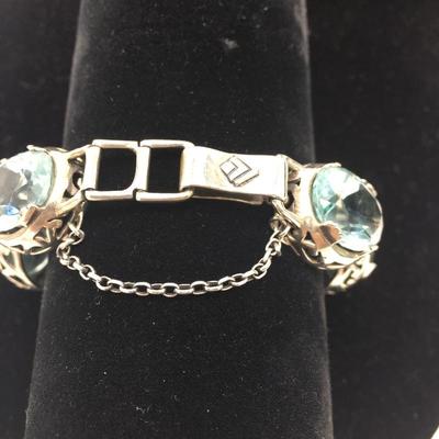 Lot 56 - Aqua Glass and Sterling Bracelet & Ring