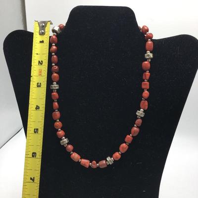 Lot 59 - Leather and Silver Bracelets & Coral Necklace 
