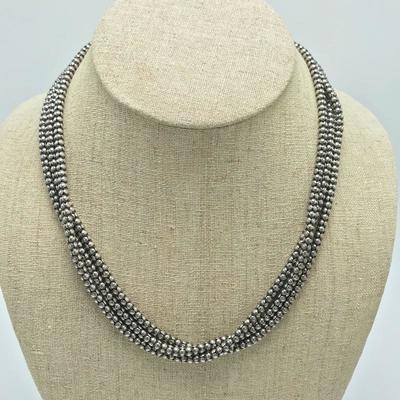 Lot 61 - Two Sterling Necklaces with Three Strands