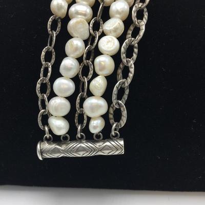 Lot 72 - Silpada Pearl and Sterling Necklace & Bracelet 