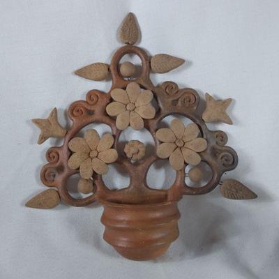 Clay Flower Wall Pocket
