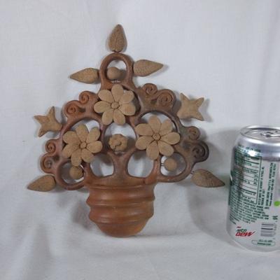 Clay Flower Wall Pocket