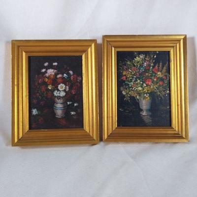 Miniature Bouquet Oil Paintings