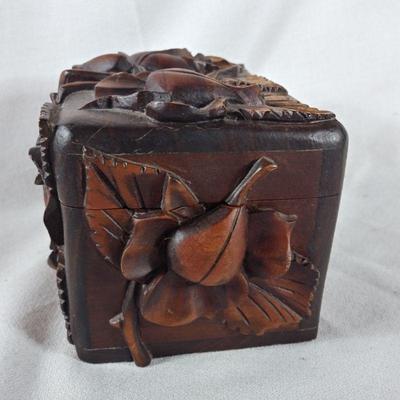 Rose Carved Wood Box
