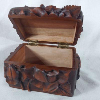 Rose Carved Wood Box