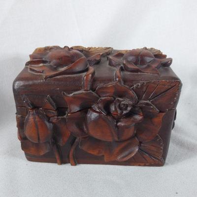 Rose Carved Wood Box