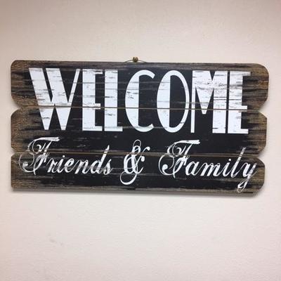 Lot 1024: Welcome Friends Sign Wooden