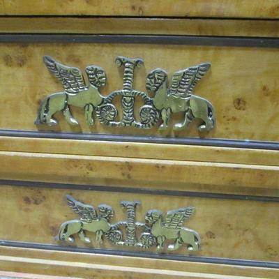 Lot 100 - Empire 4 Drawer Solid Maple Dresser with Brass Accents 36