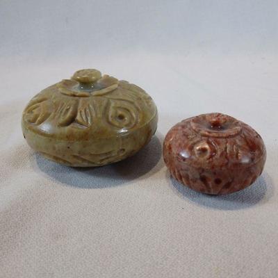 A Duo of Soapstone Boxes.