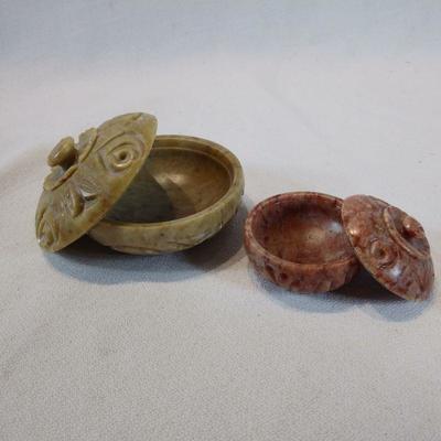 A Duo of Soapstone Boxes.