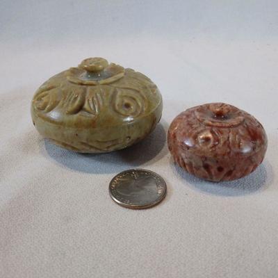 A Duo of Soapstone Boxes.
