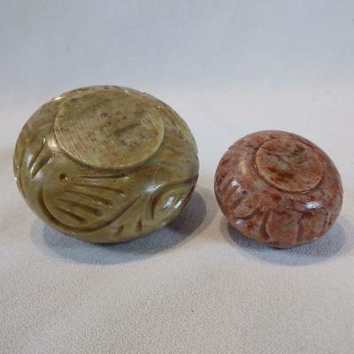 A Duo of Soapstone Boxes.
