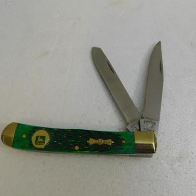 John Deere Logo Pride Cutlery Two Blade Trapper Pocket Knife