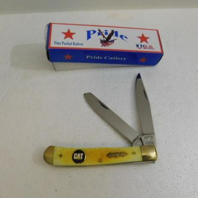 CAT Logo Pride Cutlery Two Blade Trapper Pocket Knife