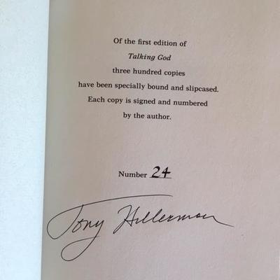 Lot 1105A: Tony Hillerman, Talking God, Signature page only. Not for sale independently.