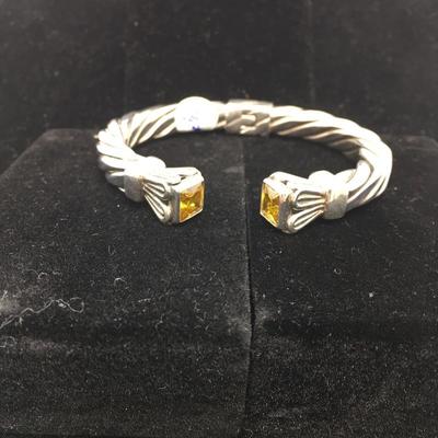 Lot 92 - Sterling Bracelet & Citrine Earrings 