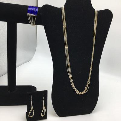 Lot 93 - Sterling Necklace, Earrings and Bracelet 