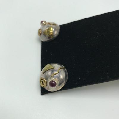 Lot 95 - Earrings and Pin with Jewels - 925