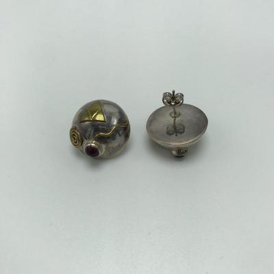 Lot 95 - Earrings and Pin with Jewels - 925