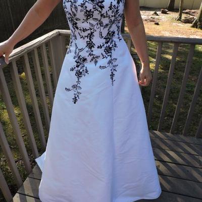 Stunning White and Black Wedding Dress