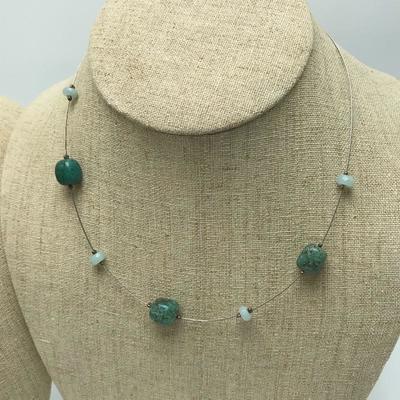 Lot 99 - Leather with Pendant and Green Stone Necklace