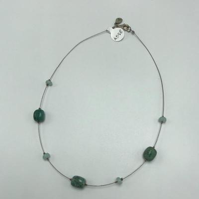 Lot 99 - Leather with Pendant and Green Stone Necklace