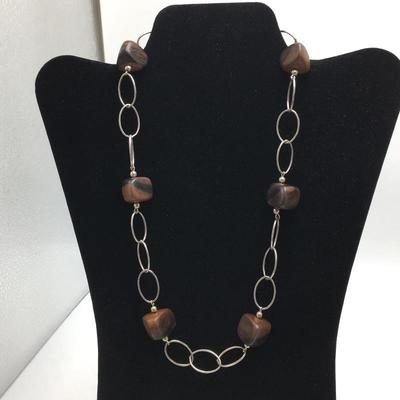 Lot 118 - Sterling & Wood Necklace and Bracelet