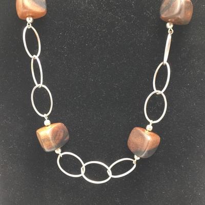 Lot 118 - Sterling & Wood Necklace and Bracelet