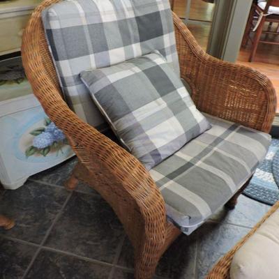 Wicker Arm Chair with Ottoman