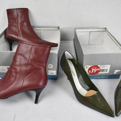 2 pr Women's Shoes Size 9 1/2 Nine West, Both Leather, Excellent Condition