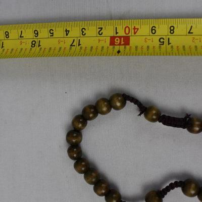 2 Rosaries: 1 Brown Wooden Beaded, 1 Silver Tone, No Chain