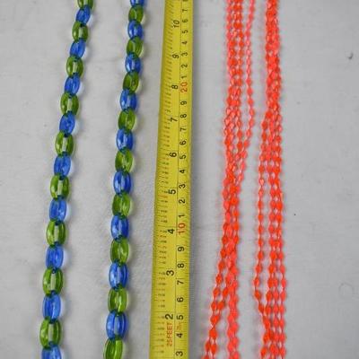 2 Vintage Necklaces: Blue/Green linked & Coral - Both Plastic