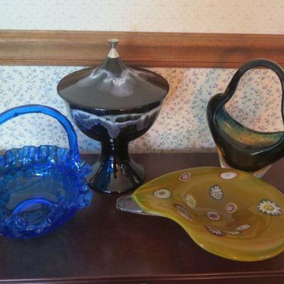 Collection of Blown Glass and Pottery