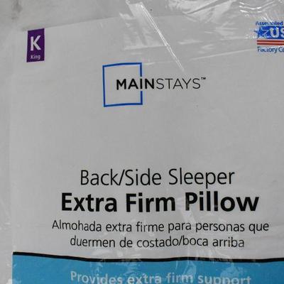 Mainstays Extra Firm Pillows, Set of 2, King - New
