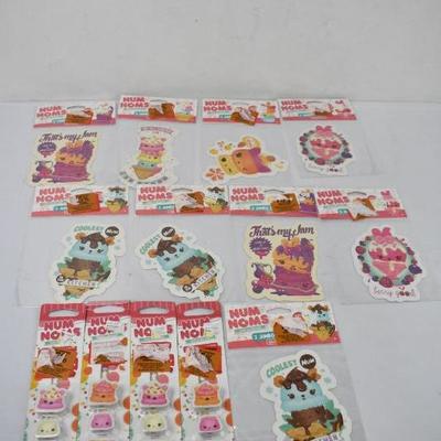 Num Noms Stickers Set of 9, 4 Packs of Erasers - New