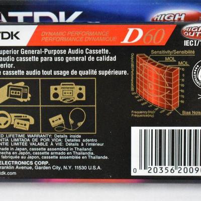 Qty 6 Cassette Tapes TDK D60 High Output IECI/Type I Sealed - New