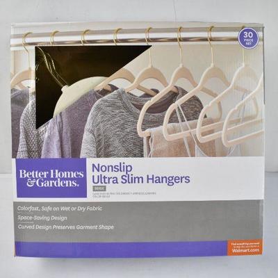 BH&G Non Slip Ultra Slim Hangers, Beige, 30 Piece Set - New