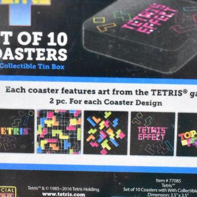 Tetris Coaster Set. Set of 10 with Tin Box - New