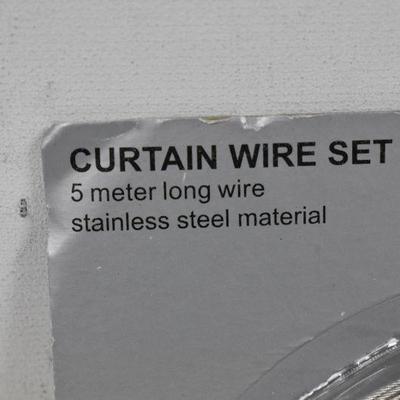 Curtain Wire Set (approx 14 feet) & 24 pc Clip Set - New