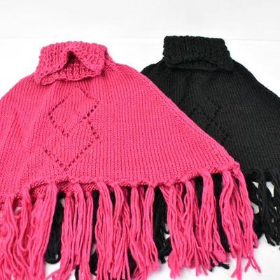 2 Turtleneck Shawls: 1 pink, 1 black. No tags - New